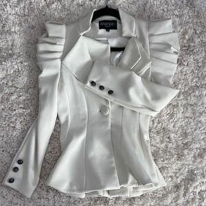 🐑 Balmain vintage single button ruffle blazer